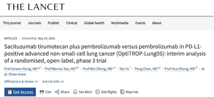 OptiTROP-Lung05研究登顶柳叶刀官网截图