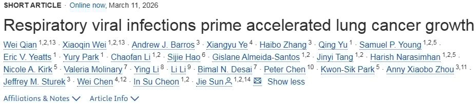 实验室研究揭示严重呼吸道病毒感染引发长期肺部炎症，增加肺癌风险