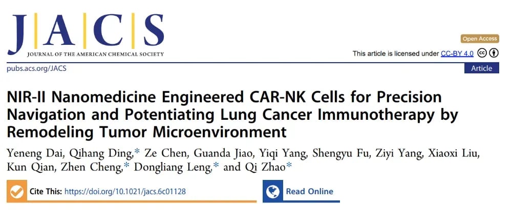 NIR-II纳米医学工程化CAR-NK细胞增强肺癌免疫治疗示意图