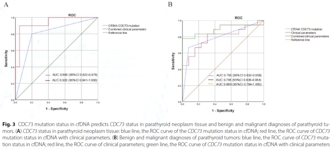 基于cfDNA与临床指标构建的甲状旁腺癌诊断模型AUC曲线图
