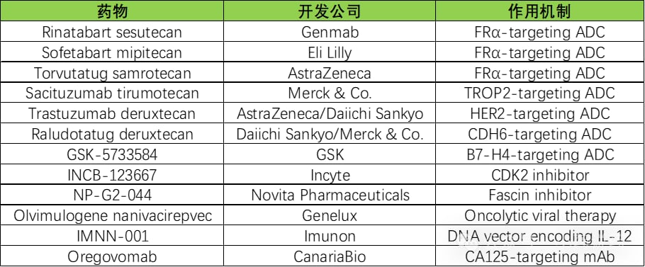 全球卵巢癌新兴ADC与靶向药治疗管线研究