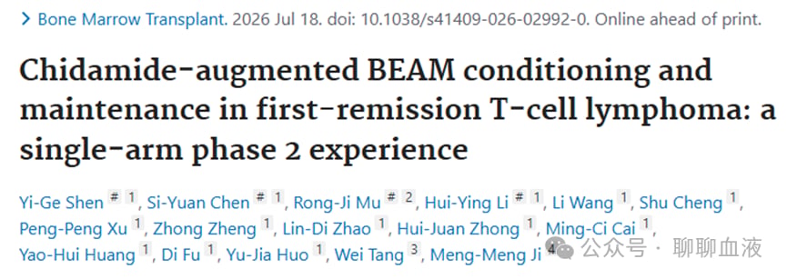 西达本胺联合BEAM预处理方案治疗T细胞淋巴瘤的研究流程图