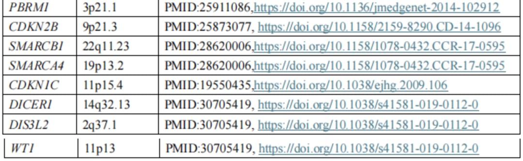 遗传性肾癌Panel基因功能分类