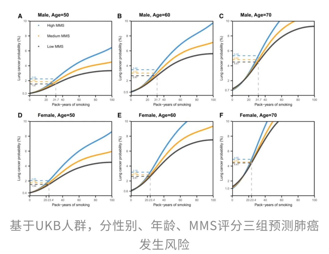 低MMS吸烟人群与不吸烟人群肺癌发病风险对比