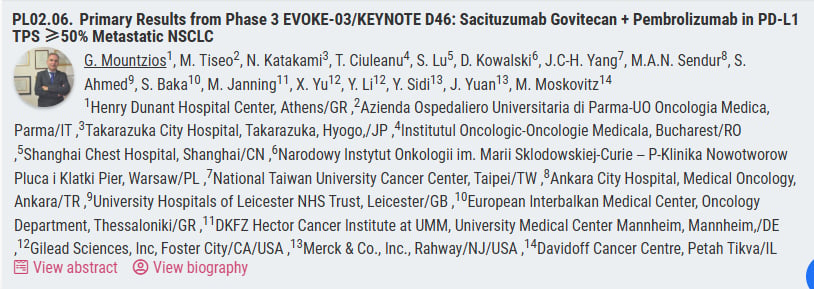 EVOKE-03研究戈沙妥珠单抗联合帕博利珠单抗治疗非小细胞肺癌