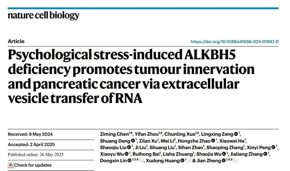 警惕!心理压力竟是胰腺癌进展的隐形推手,新研究揭示治疗新靶点 1 图片