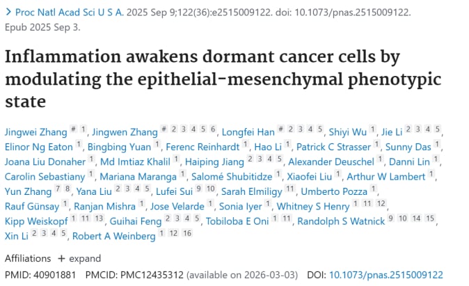 警惕!最新研究揭示:炎症竟是唤醒休眠癌细胞,导致癌症复发的“幕后黑手” 1 图片