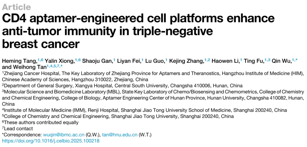 三阴性乳腺癌免疫治疗新希望:新型细胞平台激活CD4+ T细胞,强效抗癌! 1 AptCD4-LNTs平台作用机制示意图