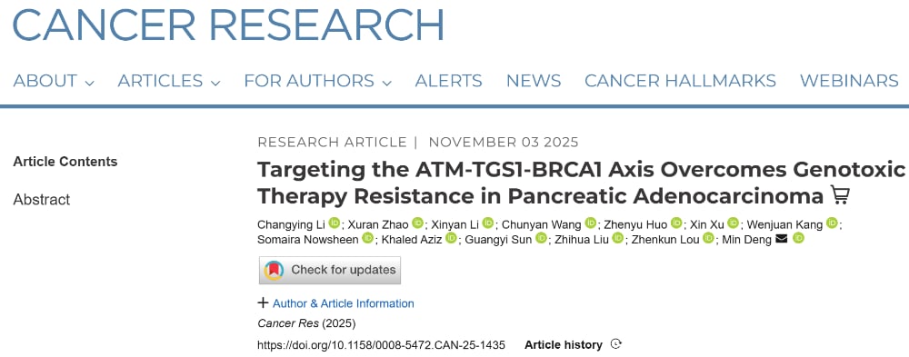 胰腺癌“癌王”耐药机制新突破:ATM-TGS1-BRCA1轴揭秘,奥拉帕利联合Sinefungin带来治疗新希望 1 图片