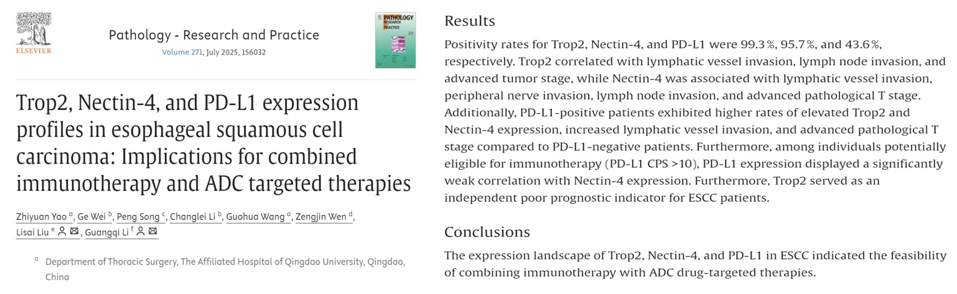 食管癌精准治疗:分子检测、免疫与ADC新药,患者生存新希望! 20 Trop2和Nectin-4在食管鳞癌治疗中作为ADC药物靶点的潜力