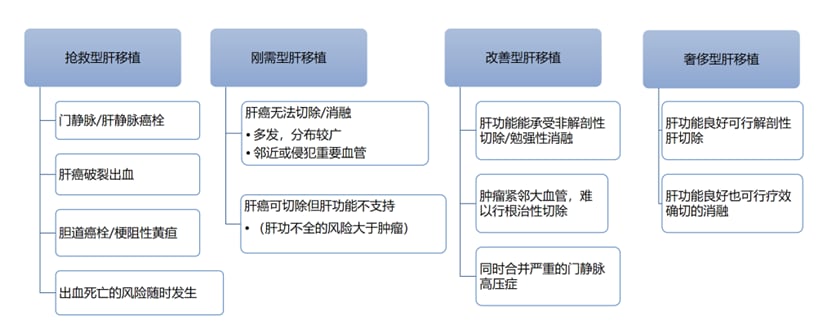 肝癌切除 vs 肝移植:肝癌患者的终极治疗抉择与生存指南 4 肝移植的目的分类图示:从抢救型到奢侈型,理解肝移植的不同目标和价值