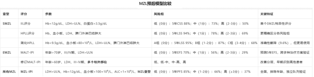 边缘区淋巴瘤预后怎么看:分型、评分模型与复发风险全解析 3 边缘区淋巴瘤预后评分模型与风险分层示意图