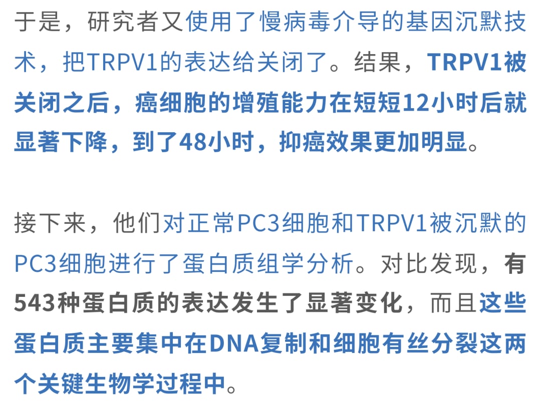TRPV1对癌细胞周期和DNA复制的调控机制