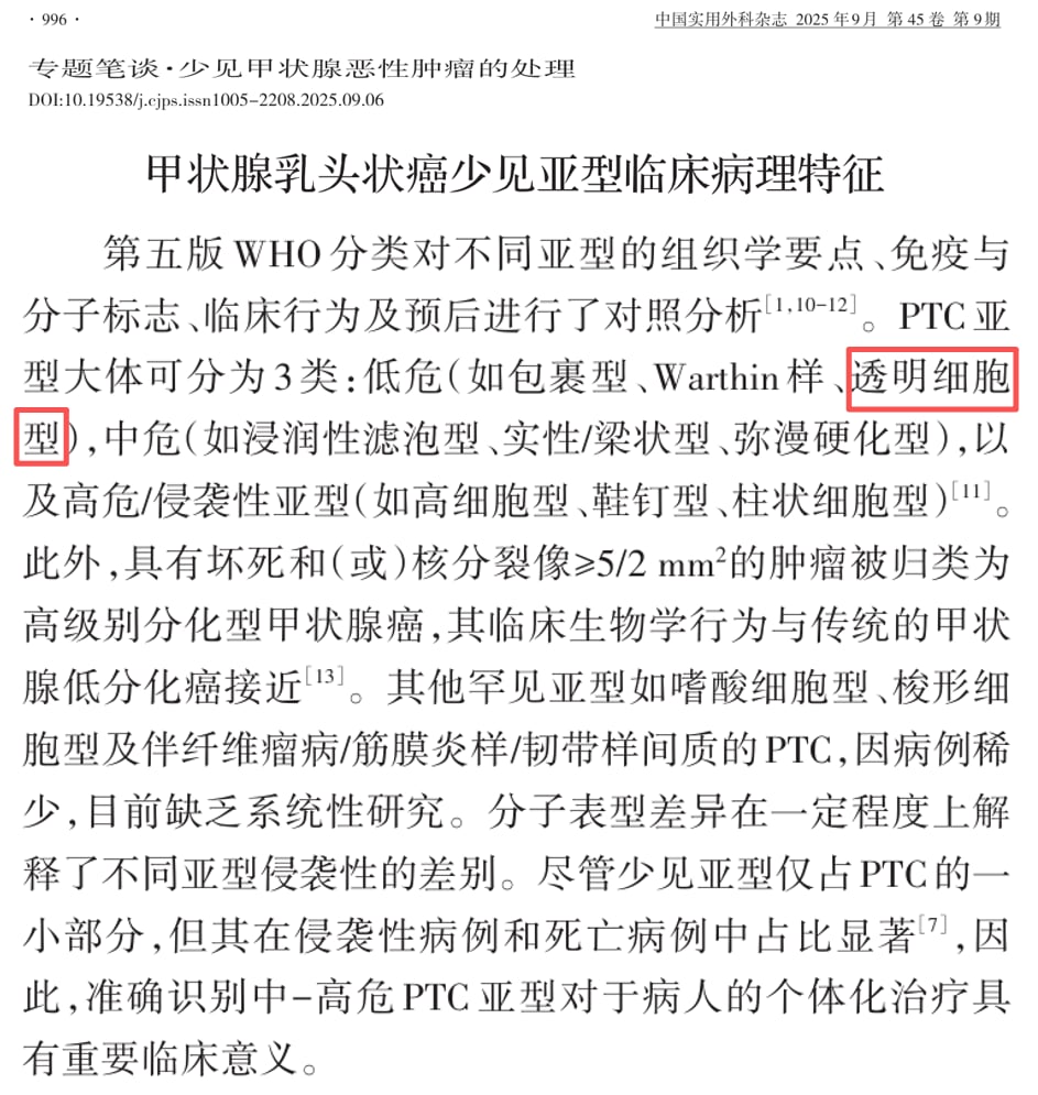 甲状腺乳头状癌透明细胞亚型细胞病理显微特征图