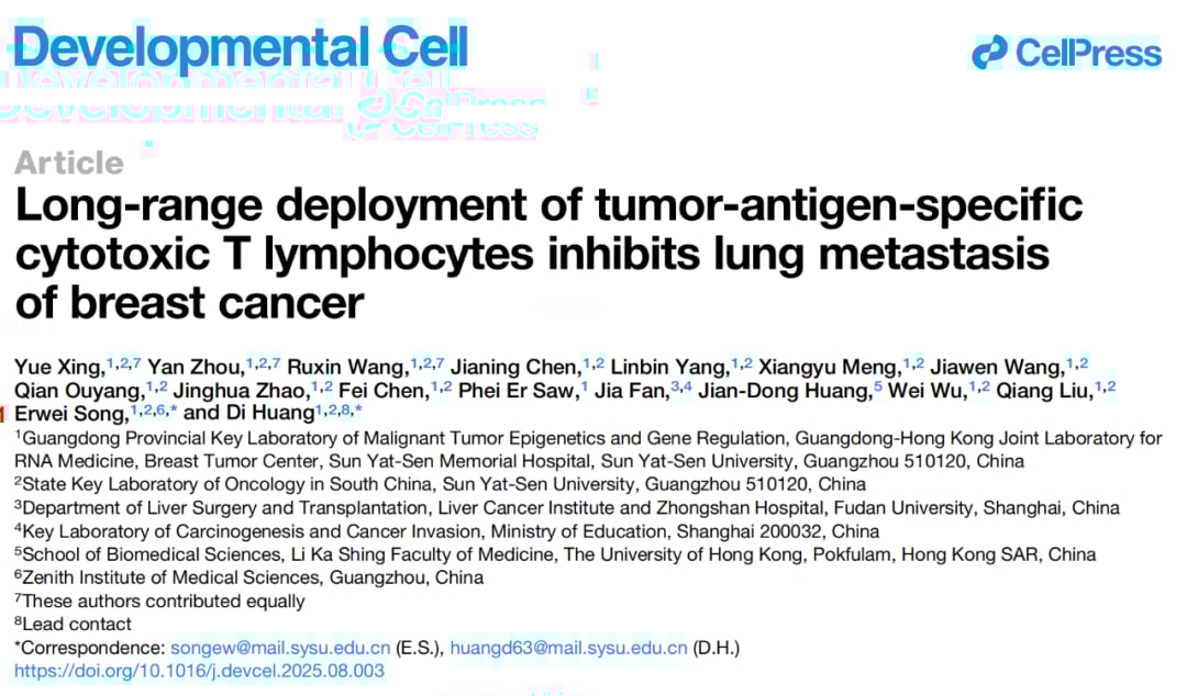 突破性研究:揭示CD8+T细胞如何远程抑制乳腺癌肺转移,为癌症免疫治疗带来新希望 1 6c9dc75eea5f4b5892988aa4f3c1f745-WCCFWVY