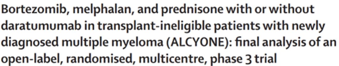 达雷妥尤单抗联合VMP方案：ALCYONE研究揭示多发性骨髓瘤不适合移植患者的长期生存获益