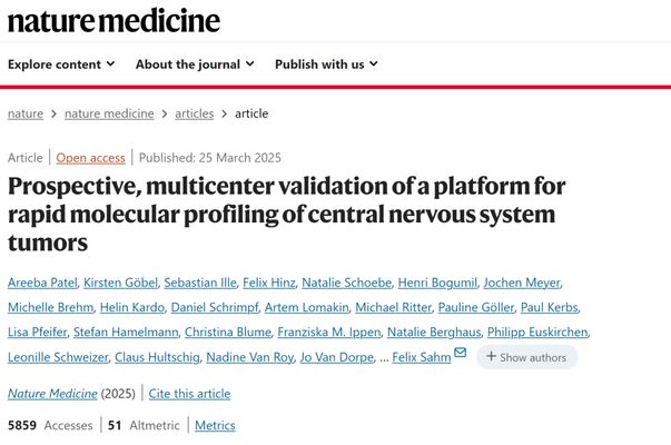 Nature Medicine重磅：快速分子分型如何革新中枢神经系统肿瘤诊断？