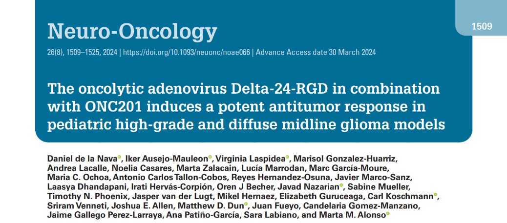 ONC201联合Delta-24-RGD：儿童高级别胶质瘤治疗新突破？临床前研究揭示协同抗癌潜力
