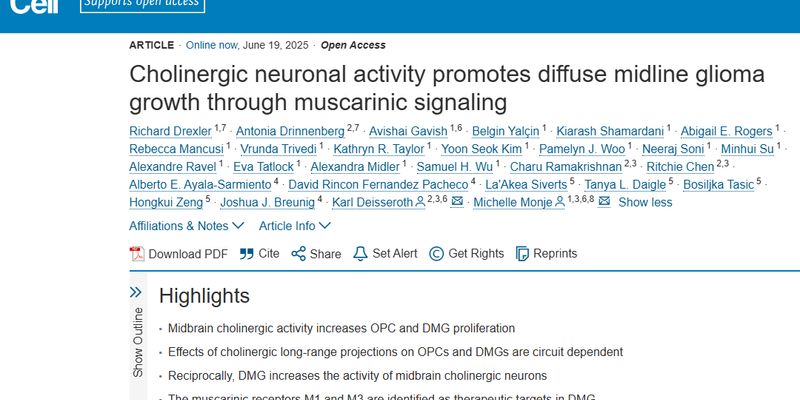 揭秘弥漫性中线胶质瘤(DMG)生长新机制:神经元与M1/M3受体的“共谋”