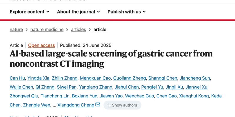 AI技术赋能胃癌筛查：平扫CT如何实现早期胃癌精准诊断？