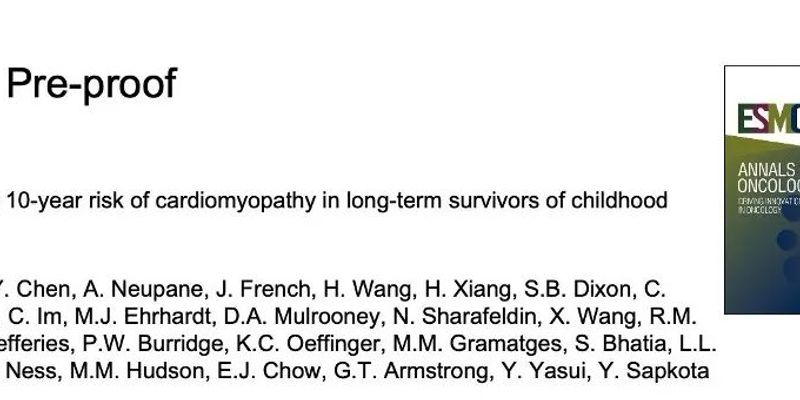 新研究：精准预测儿童癌症生存者10年心肌病风险，应对治疗后遗症