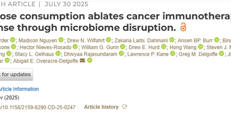 癌症免疫治疗期间能吃甜味剂吗？新研究揭示蔗糖素或降低疗效