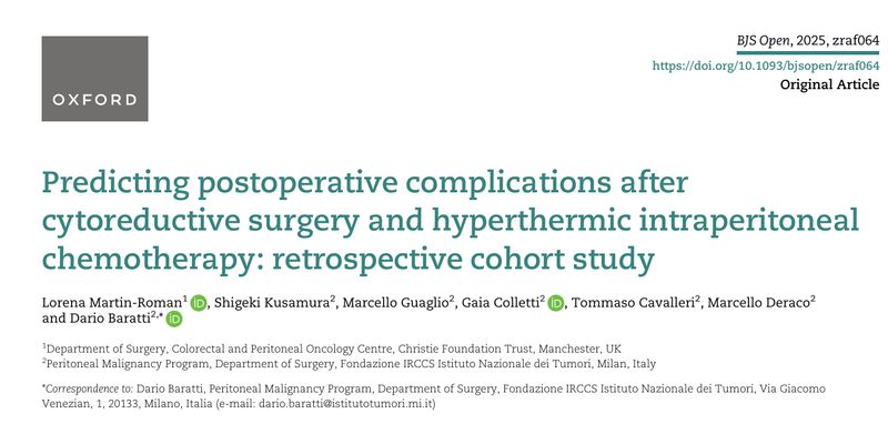细胞减灭术与腹腔热灌注化疗：创新预测模型精准评估术后并发症风险