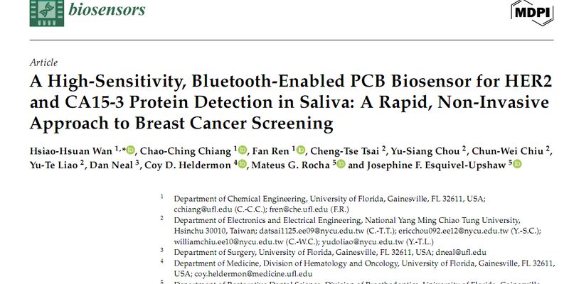 唾液也能测乳腺癌？新型生物传感器实现HER2与CA15-3无创检测