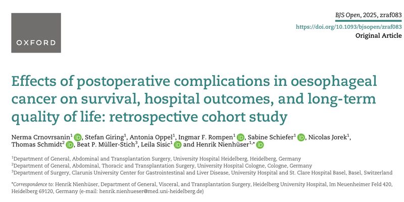 食管癌术后生存关键:研究揭示肺炎与吻合口瘘是主要风险