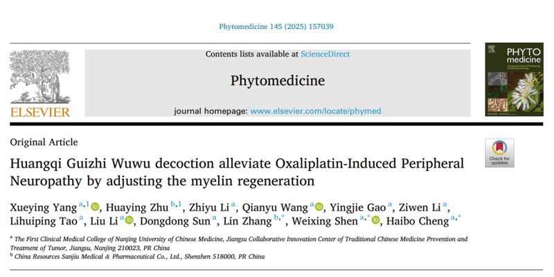 奥沙利铂化疗后手脚麻木？新研究揭示黄芪桂枝五物汤可修复神经损伤