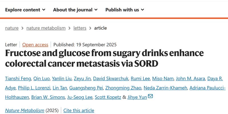 警惕！《自然》子刊揭示：这种常见饮食习惯竟是结直肠癌转移的“帮凶”，他汀或成新解法？