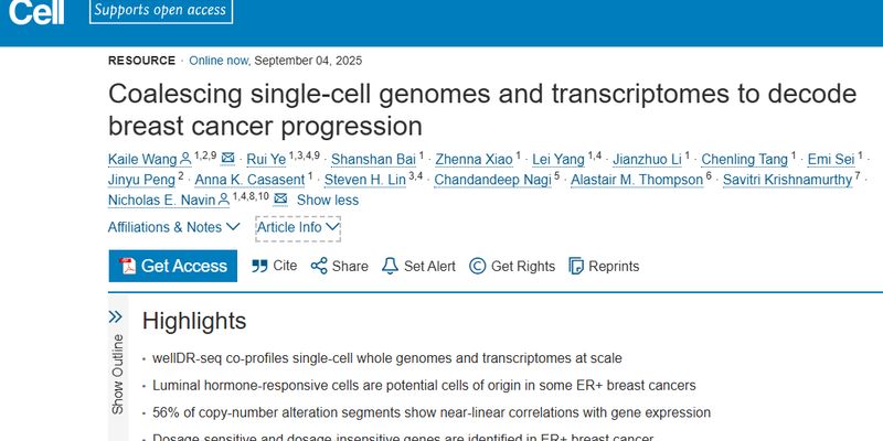 wellDR-seq单细胞技术：重塑ER+乳腺癌起源与基因剂量效应认知