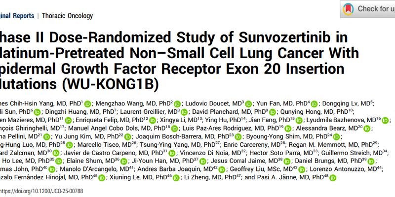 Sunvozertinib:EGFR exon20插入突变非小细胞肺癌治疗新突破,缓解率近五成