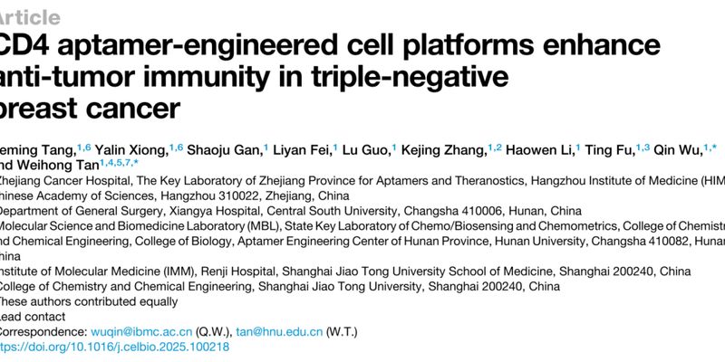 三阴性乳腺癌免疫治疗新希望:新型细胞平台激活CD4+ T细胞,强效抗癌!