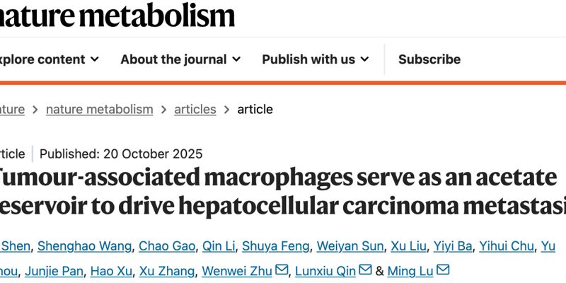 揭秘肝癌转移新通路：癌细胞诱导巨噬细胞产“醋”自用，ALDH2成潜在治疗靶点