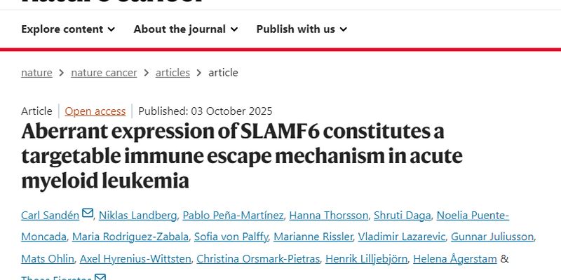 攻克AML免疫耐药：SLAMF6成新靶点，特异性抗体有望重塑治疗格局