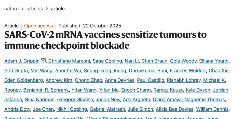 Nature重磅:新冠mRNA疫苗成免疫治疗“神助攻”,显著延长肺癌与黑色素瘤患者生存期