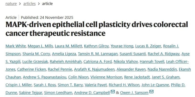 结直肠癌靶向治疗耐药解密：《Nature》揭示MAPK信号如何让肿瘤“变身”逃逸