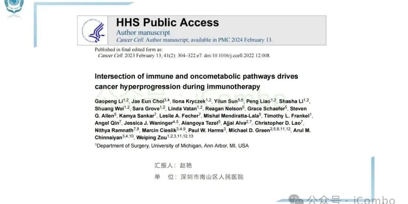 免疫检查点阻断治疗中肿瘤超进展（HPD）新机制：免疫与代谢互作如何影响黑色素瘤与非小细胞肺癌患者预后？