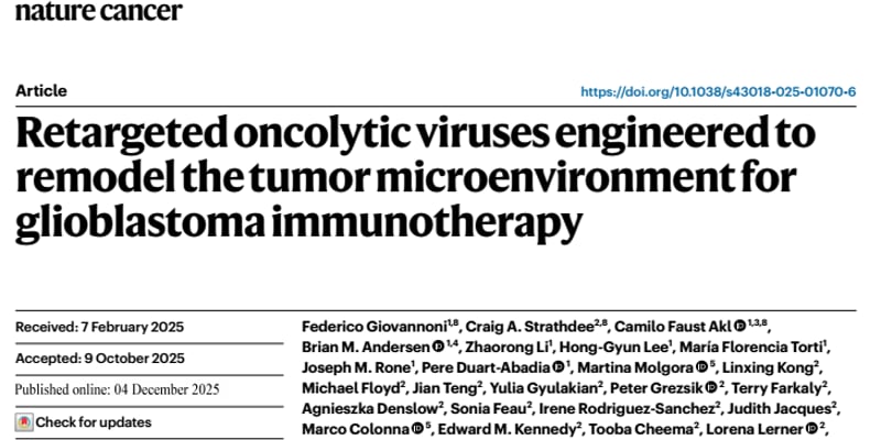 胶质母细胞瘤（GBM）治疗新突破：新型溶瘤病毒如何重塑免疫微环境？