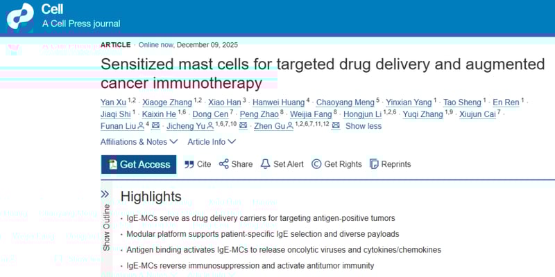癌症治疗新策略：肥大细胞如何变身“特洛伊木马”，精准递送溶瘤病毒？