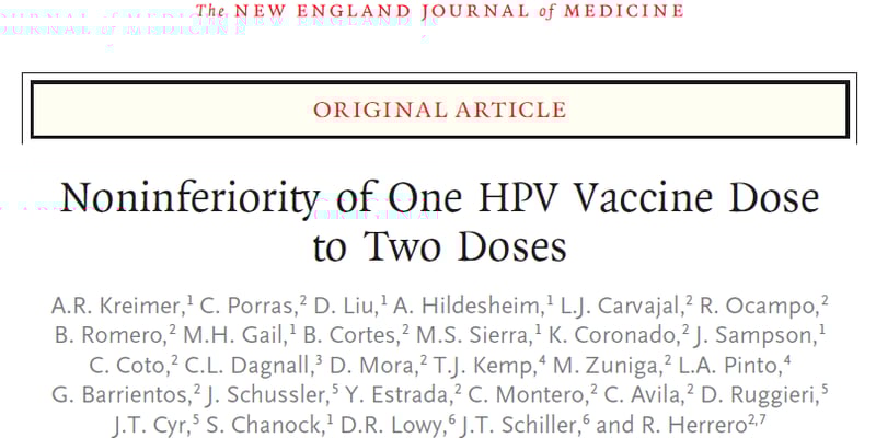 一针就够！NEJM重磅研究：单剂HPV疫苗高效预防宫颈癌，保护力超97%