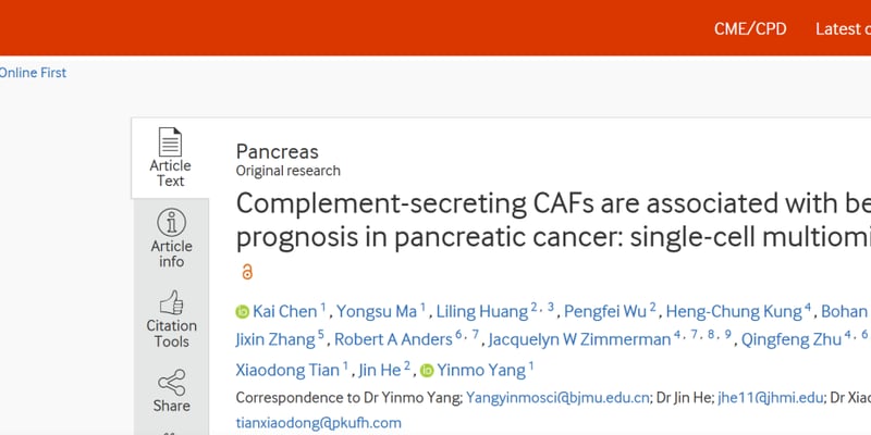 胰腺癌治疗新希望：揭秘“好”的CAF细胞，改善患者预后！