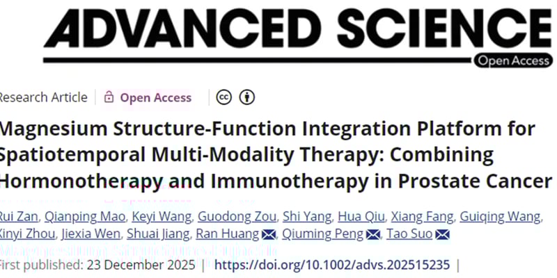 前列腺癌ADT耐药新希望：镁基植入平台联合人参皂苷Rb1，实现激素-免疫协同治疗