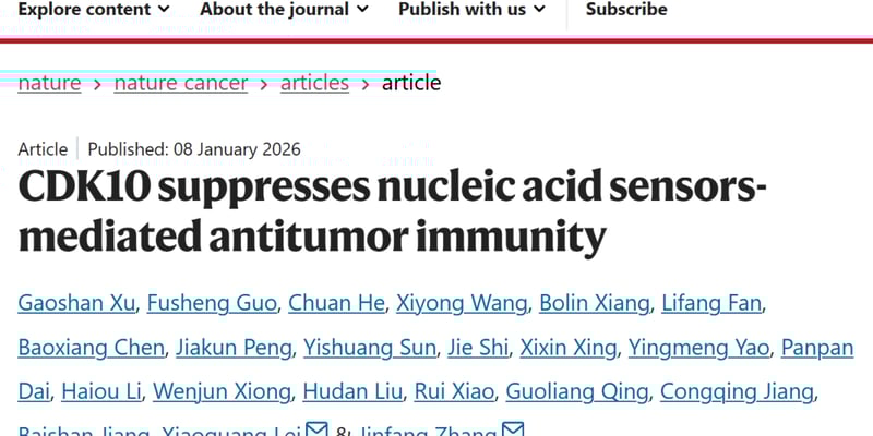 癌症免疫疗法不响应？新发现CDK10靶点，或能唤醒抗癌免疫力！