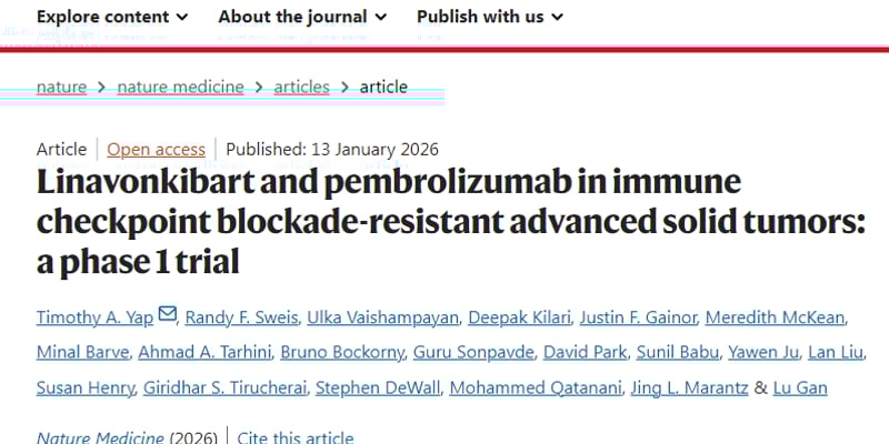 linavonkibart：攻克免疫治疗耐药新希望！晚期癌症患者如何重获生机？