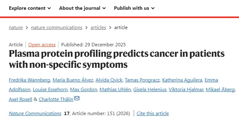 癌症早期筛查新突破：一管血揪出“隐形杀手”，告别非特异症状困扰！