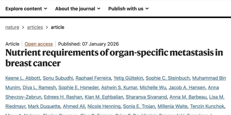 Nature重磅：癌症转移不再随机？揭秘癌细胞“择居”的营养密码与治疗新思路