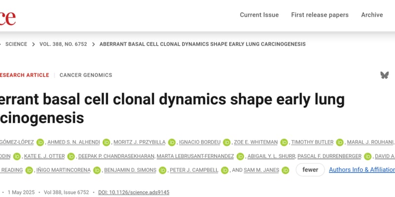 肺鳞癌的“种子”：Science揭示致癌物如何诱导基底细胞变异，形成癌前病变！