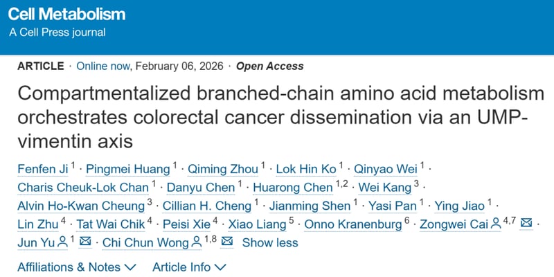 结直肠癌转移新突破：破解癌细胞“运动密码”，靶向代谢或成治疗新方向